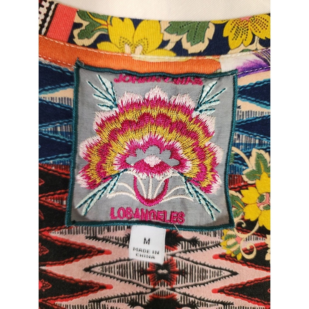Johnny Was M Patchwork Boho Bamboo Tunic Top Artsy Festival Eclectic Boutique - Picture 3 of 7